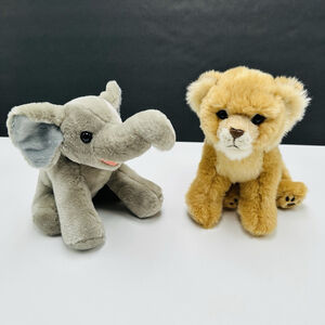 Born In Africa Elephant and Tiger Cub Lot of Two 7” Plush Stuffed Animal Toy